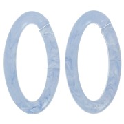 Maillon ovale en acrylique transparent 35x19 mm - Marbré Bleu gris x1