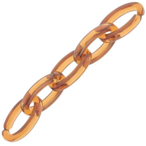 Maillon ovale en acrylique transparent 35x19 mm - Cognac x1