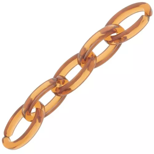Maillon ovale en acrylique transparent 35x19 mm - Cognac x1