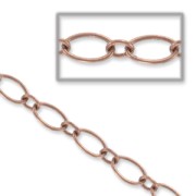 Chaîne maille fantaisie anneaux alternés (1x1) 5 mm - Cuivré vieilli x1m|raw }}