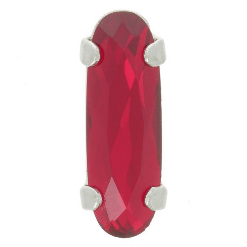 Cristal serti Aurora A4161 Long Classical Oval 15x5 mm - Rhodié - Ruby x1