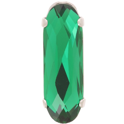 Cristal serti Aurora A4161 Long Classical Oval 21x7 mm - Rhodié - Emerald x1