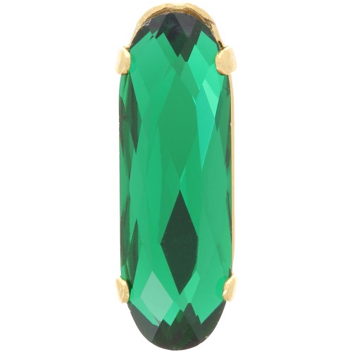 Cristal serti Aurora A4161 Long Classical Oval 21x7 mm - Doré - Emerald x1