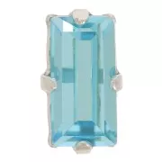 Cristal serti Aurora A4500 Baguette 10x5 mm - Rhodié - Aquamarine x1