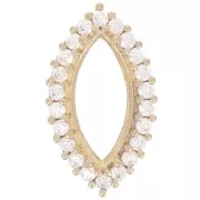 Serti griffe navette 4200 15x7 mm avec oxydes de zirconium - Laiton brut - Crystal