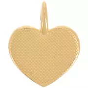 Pendentif coeur 24x19 mm résine époxy - Doré à l'or fin - Bleu ciel nacré x1