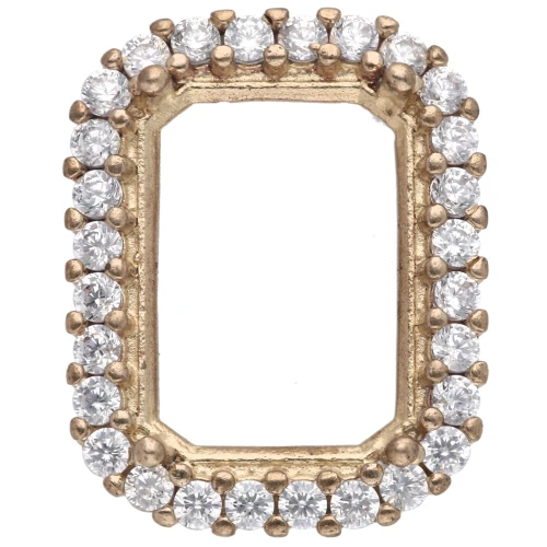 Serti griffe rectangle 4610 14x10 mm - oxydes de zirconium - Laiton brut - Crystal