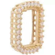 Serti griffe rectangle 4610 14x10 mm - oxydes de zirconium - Laiton brut - Crystal