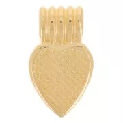 Mini pendentif coeur strié 15x7 mm avec résine époxy - Doré à l'or fin - Jaune x1