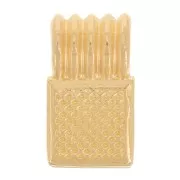 Mini pendentif carré strié 10x6 mm avec résine époxy - Doré à l'or fin - Jaune x1