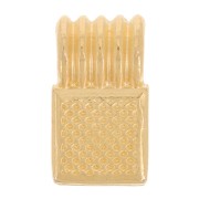 Mini pendentif carré strié 10x6 mm avec résine époxy - Doré à l'or fin - Noir x1