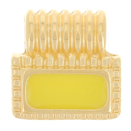 Mini pendentif rectangle 10 mm avec résine époxy - Doré à l'or fin - Jaune x1