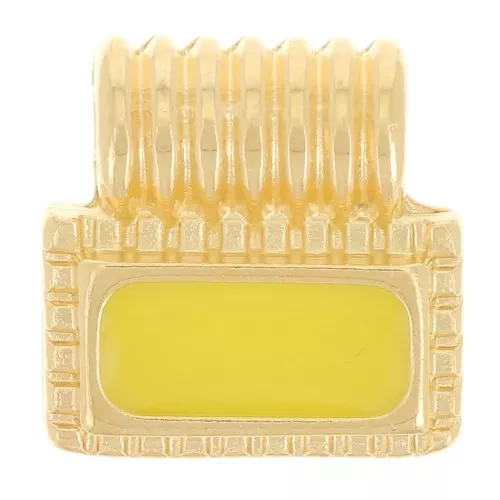 Mini pendentif rectangle 10 mm avec résine époxy - Doré à l'or fin - Jaune x1