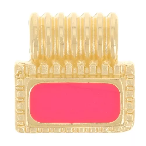 Mini pendentif rectangle 10 mm avec résine époxy - Doré à l'or fin - Corail fluo