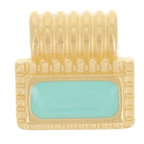 Mini pendentif rectangle 10 mm avec résine époxy - Doré à l'or fin - Turquoise x1