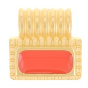 Mini pendentif rectangle 10 mm avec résine époxy - Doré à l'or fin - Orange x1|raw }}