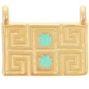 Pendentif rectangle 16x20 mm - motif ethnique - Doré à l'or fin - Turquoise x1|raw }}