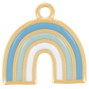 Pendentif arc-en-ciel 16x17 mm avec résine époxy - Doré à l'or fin - Multi-bleu x1