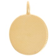 Pendentif rond 20 mm avec résine époxy - Doré à l'or fin - Noir nacré x1