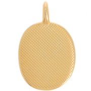 Pendentif ovale 27x17 mm avec résine époxy - Doré à l'or fin - Saumon nacré x1
