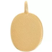 Pendentif ovale 27x17 mm avec résine époxy - Doré à l'or fin - Violet nacré x1