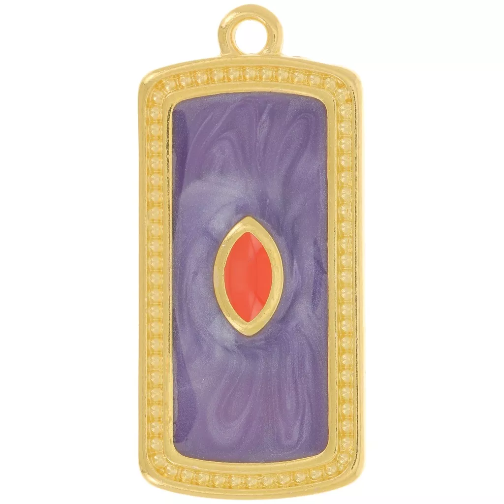 Pendentif Vintage Avec Vrai Coquillage Violet Doré à L'or Fin 24k, Chaîne, Bijou Occasion
