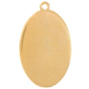 Pendentif ovale motif Vierge 32x20 mm avec résine époxy - Doré à l'or fin - Saumon
