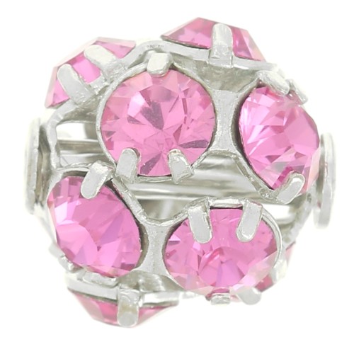 Boule Strass 8 mm argenté Rose