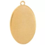 Pendentif ovale motif Vierge 32x20 mm avec résine époxy - Doré à l'or fin - Lilas
