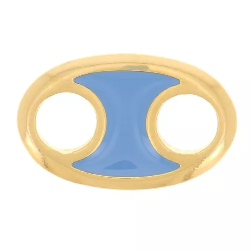 Intercalaire ovale 13x8 mm avec résine époxy - Doré à l'or fin - Bleu x1