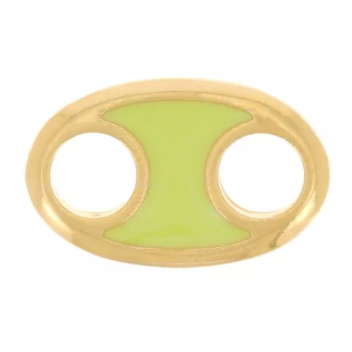 Intercalaire ovale 13x8 mm avec résine époxy - Doré à l'or fin - Vert clair x1