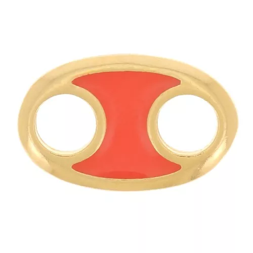 Intercalaire ovale 13x8 mm avec résine époxy - Doré à l'or fin - Orange x1