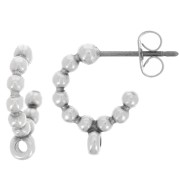 Créoles petites boules 12 mm avec anneau fermé - Placage Argent fin vieilli x2