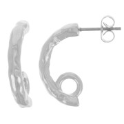 Demi-créoles martelées 21 mm avec anneau fermé - Placage Argent fin vieilli x2|raw }}