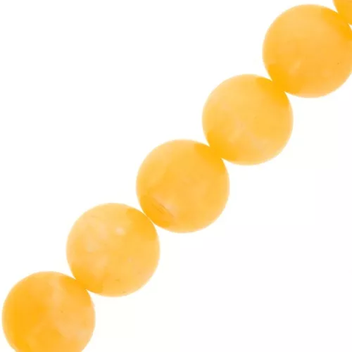 Perles rondes en pierre gemme 14 mm - Calcite jaune x38cm