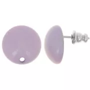 Clous d'oreilles ronds 14 mm en résine - Lilas x2