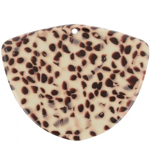 Pendentif géométrique en acétate 35x45 mm - Tacheté Marron - Crème x1