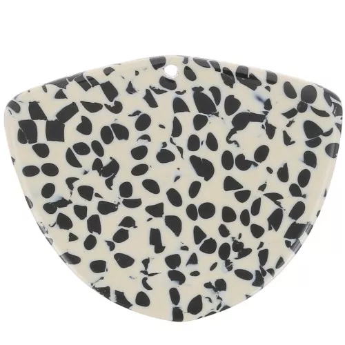 Pendentif géométrique en acétate 35x45 mm - Tacheté Noir - Beige x1