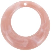 Pendentif rond bombé évidé 42 mm en acrylique - Marbré Vieux rose x1|raw }}