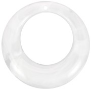 Pendentif rond bombé évidé 42 mm en acrylique - Marbré Transparent - Blanc x1|raw }}