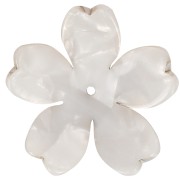 Pendentif fleur 25 mm en acétate - Ecaille de tortue - Blanc nacré x1