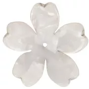 Pendentif fleur en acétate 25 mm - Ecaille de tortue - Blanc nacré x1