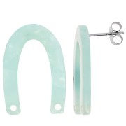 Clous d'oreilles forme U 26x17 mm - Ecaille de tortue - Mint nacré x2|raw }}