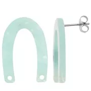 Clous d'oreilles forme U 26x17 mm - Ecaille de tortue - Mint nacré x2