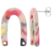 Clous d'oreilles forme U 26x17 mm - Ecaille de tortue - Multicolore x2|raw }}
