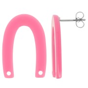 Clous d'oreilles forme U 26x17 mm - Ecaille de tortue - Rose bonbon x2