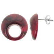 Clous d'oreilles rond évidé 20 mm en acrylique - Marbré Rouge x2|raw }}