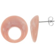 Clous d'oreilles rond évidé 20 mm en acrylique - Marbré Vieux rose x2|raw }}