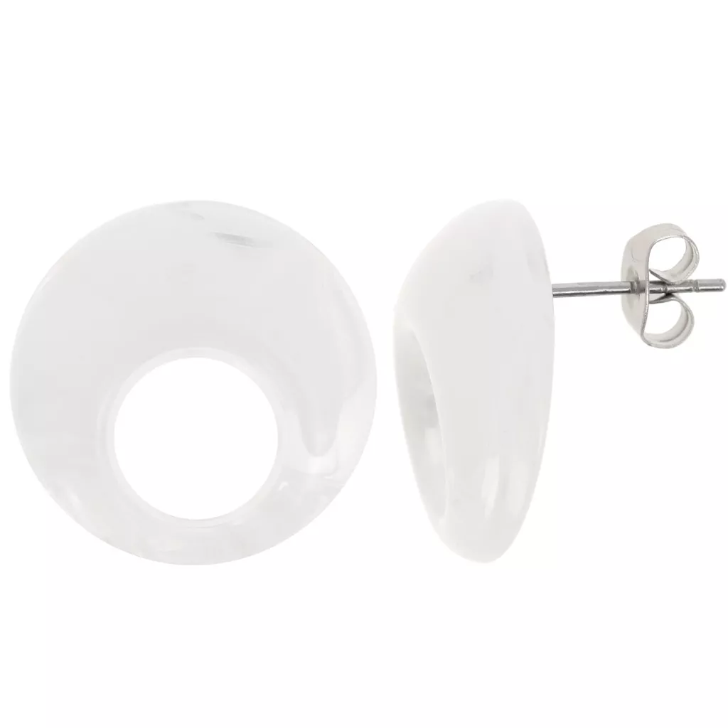 Boucles D'oreilles Clous Dorés Avec Pierre Ronde Transparente - Occasion
