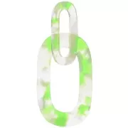 Pendentif maillon XXL en acétate 64x26mm Ecaille de tortue Transparent - Vert fluo